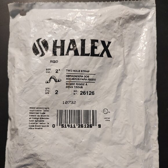 Halex 26126, 2in. Standard Fitting Rigid 2-Hole Conduit Straps 2-Pack *NEW* - Picture 1 of 2